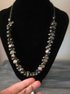 Women’s Hematite Bead Statement Necklace - Gray